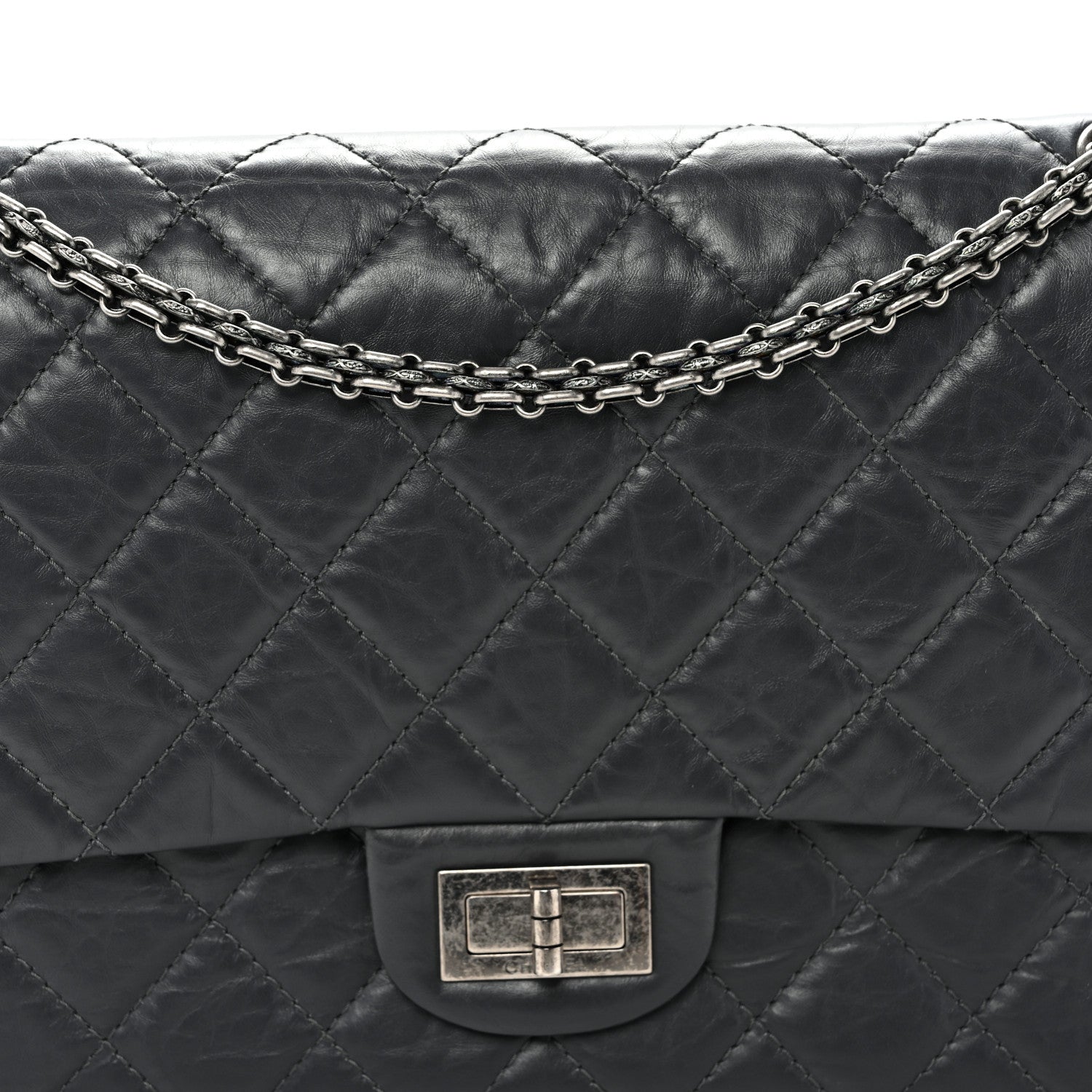 Chanel Aged Calfskin Quilted 2.55 Reissue 227 Flap Dark Grey 8 of 10