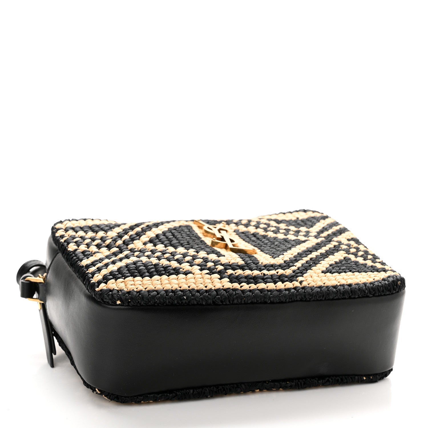 Saint Laurent Raffia Calfskin Monogram Lou Camera Bag Natural Beige Black 4 of 10