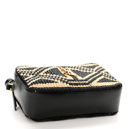 Saint Laurent Raffia Calfskin Monogram Lou Camera Bag Natural Beige Black 4 of 10