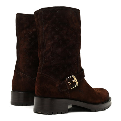 Louis Vuitton Suede Monogram Low Boots 37.5 Brown 5 of 8