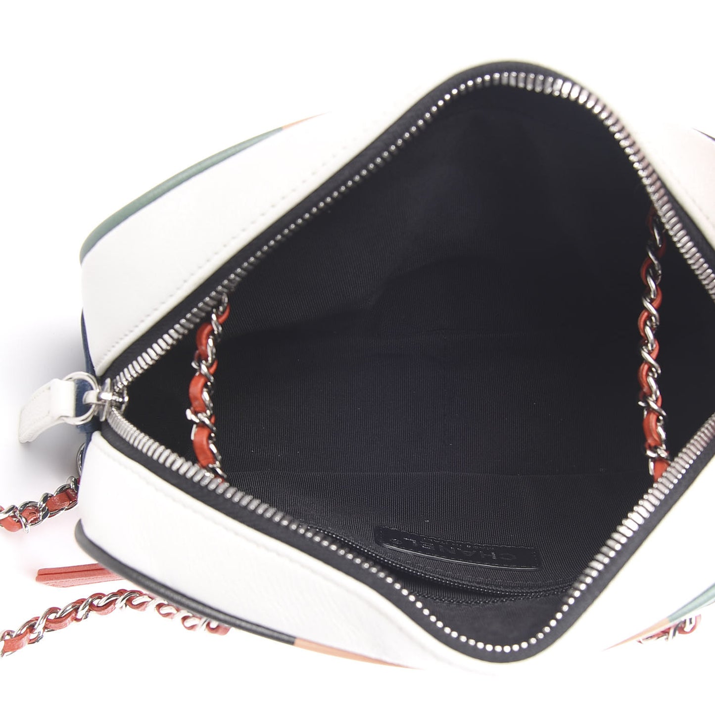 Calfskin Quilted Cuba Camera Bag Orange Navy White