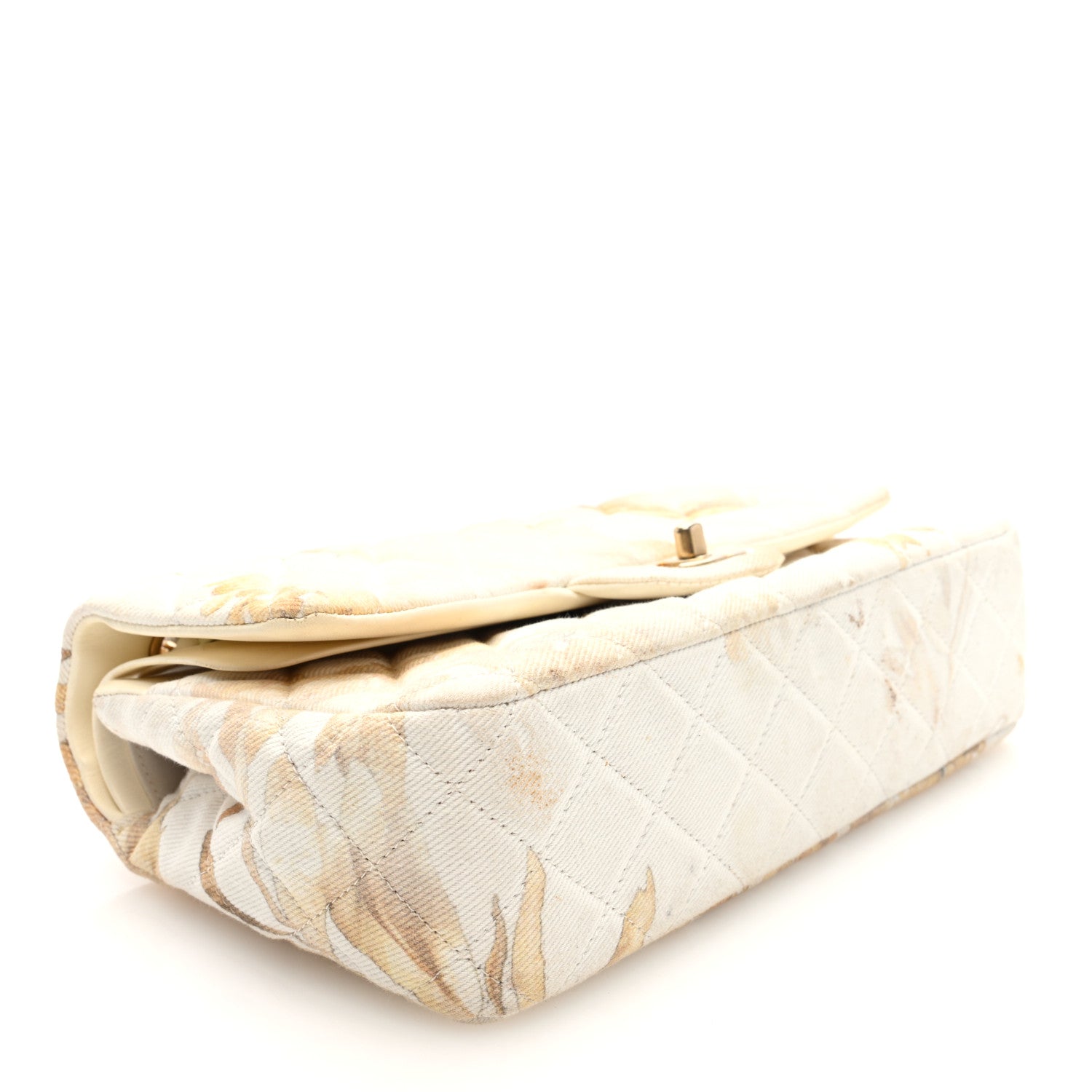Chanel Denim Floral Printed Medium Double Flap Beige 4 of 11