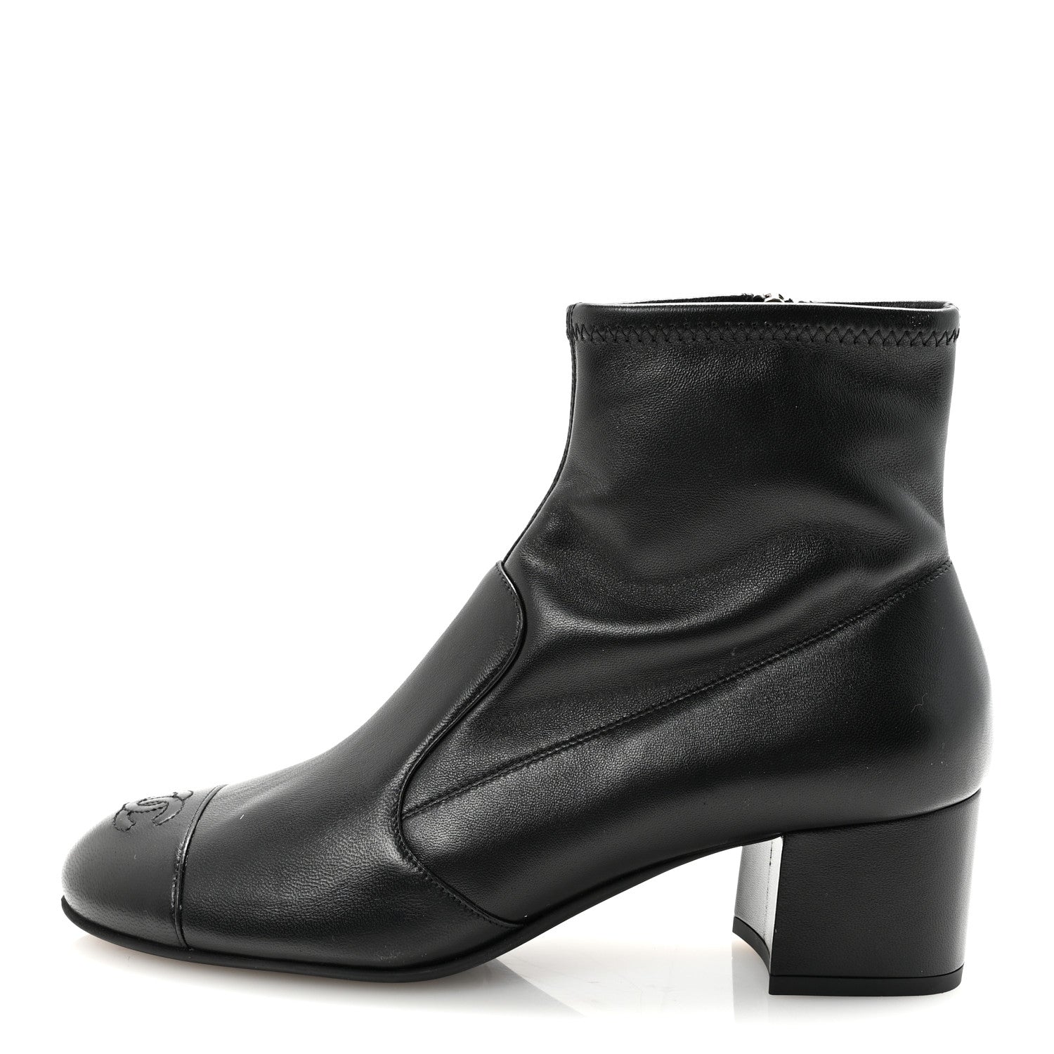 Chanel Stretch Lambskin Cap Toe CC Short Boots 40 Black 1 of 9