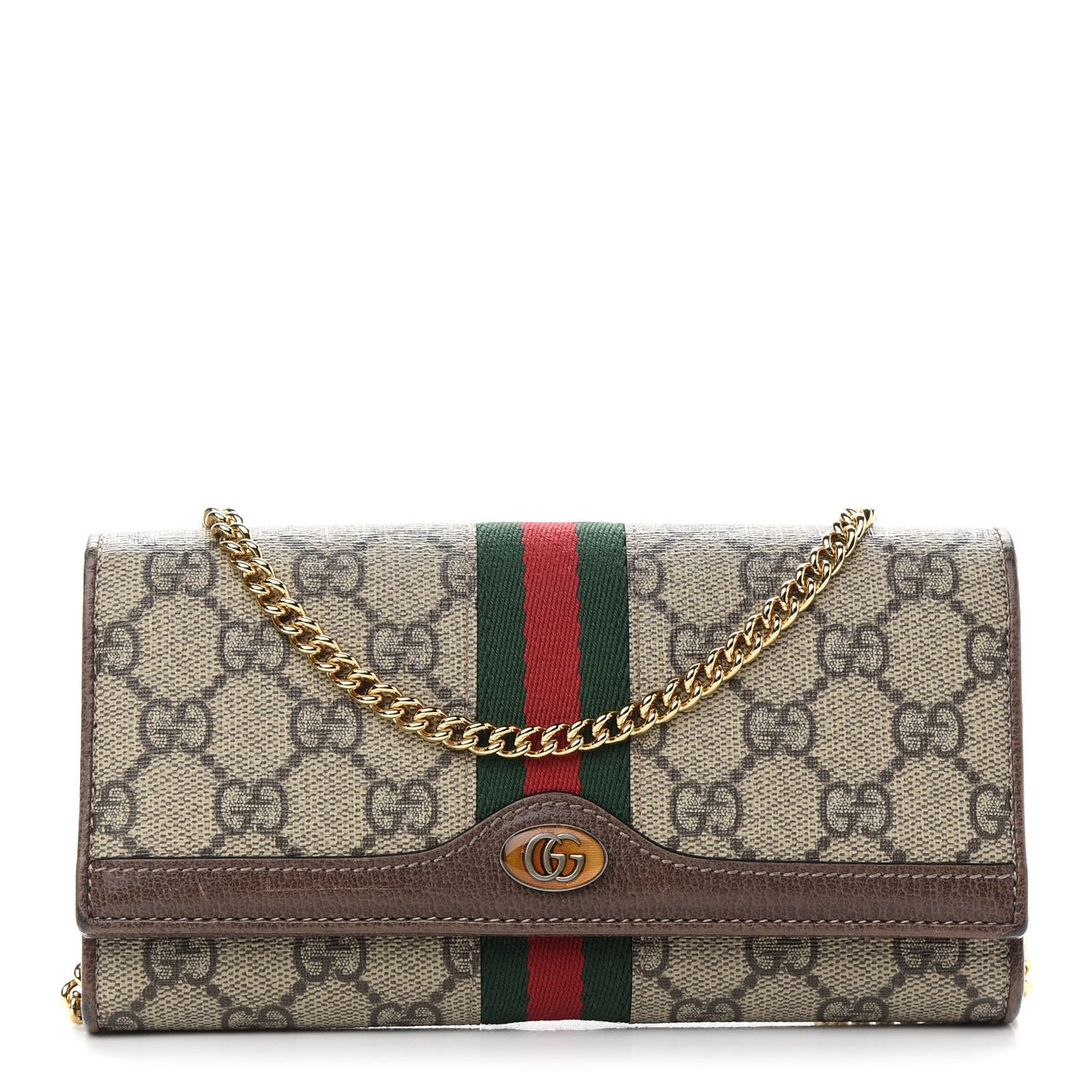 GG Supreme Monogram Web Ophidia Wallet On Chain Brown