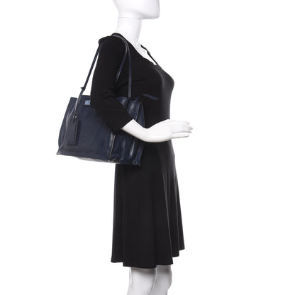 Prada Glace Calf Etiquette Tote Astrale Inchiostro 2 of 15
