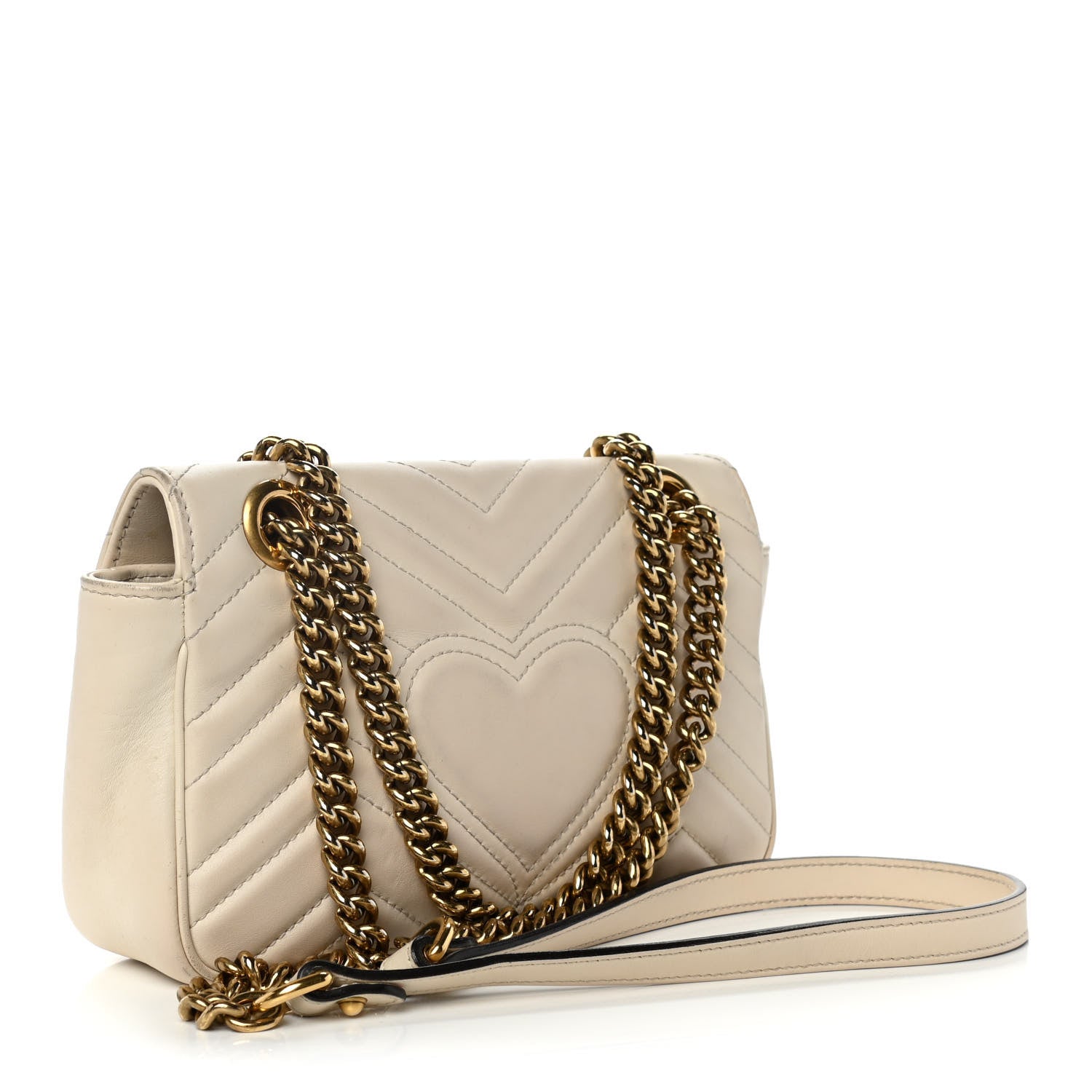 Gucci Calfskin Matelasse Mini GG Marmont Shoulder Bag White 2 of 13