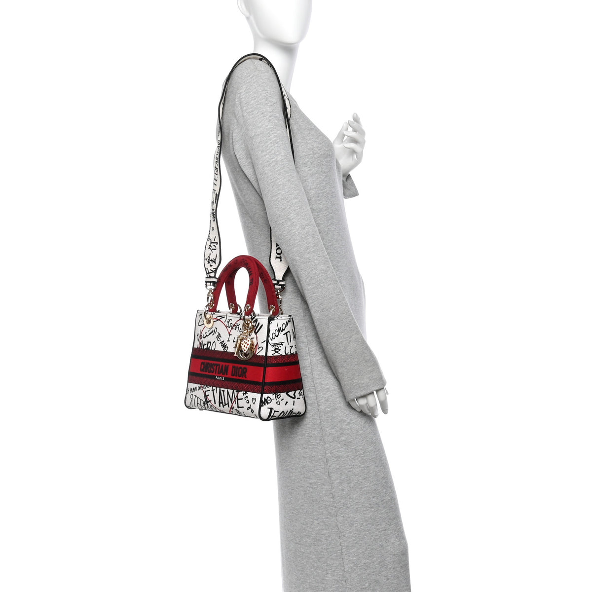 Christian Dior Canvas Medium DiorAmour Graffiti Lady D-Lite Latte 3 of 17