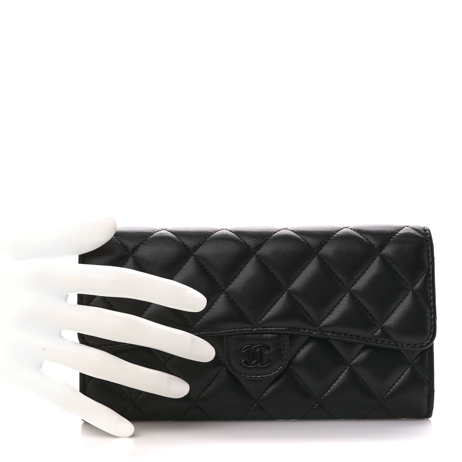 Chanel Lambskin Quilted Large Gusset Flap Wallet So Black 2 of 15