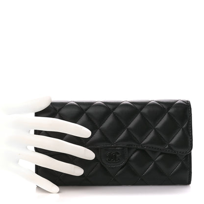 Chanel Lambskin Quilted Large Gusset Flap Wallet So Black 2 of 15