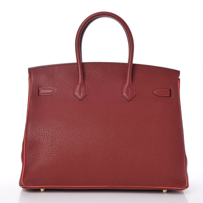 Hermes Togo Horseshoe Bi-Color Birkin 35 Rouge H Bougainvillea 5 of 33