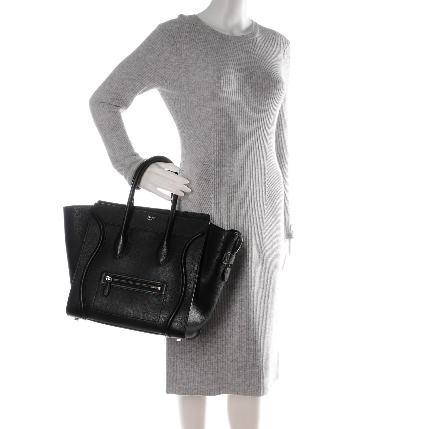 Celine Drummed Calfskin Mini Luggage Black 2 of 11
