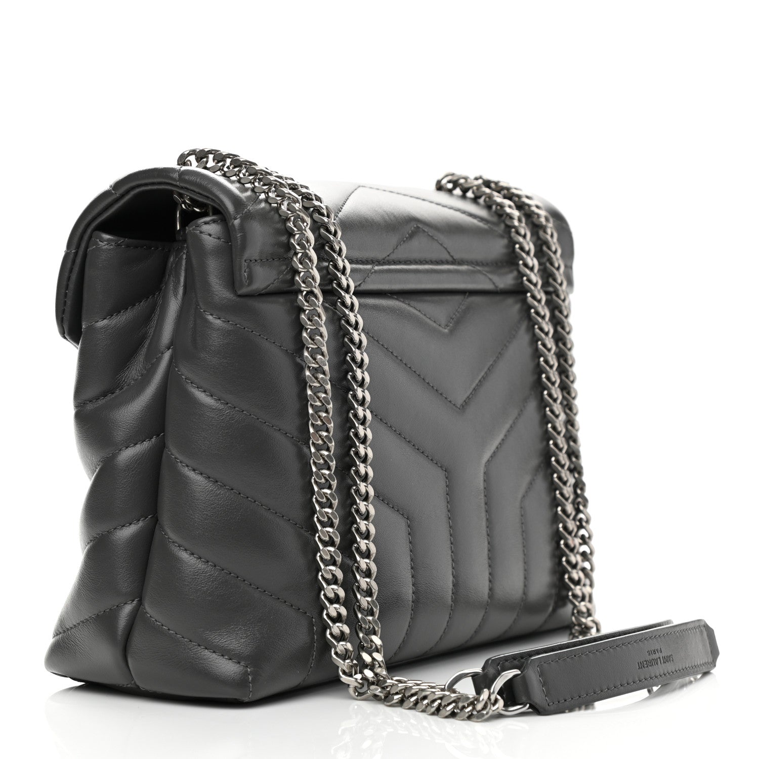 Saint Laurent Calfskin Y Quilted Monogram Small Loulou Chain Satchel Storm 3 of 11