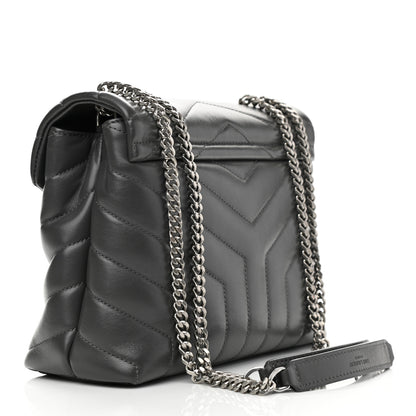 Saint Laurent Calfskin Y Quilted Monogram Small Loulou Chain Satchel Storm 3 of 11