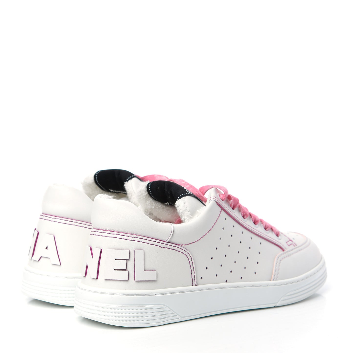 Calfskin Womens Logo Sneakers 38.5 Pink White