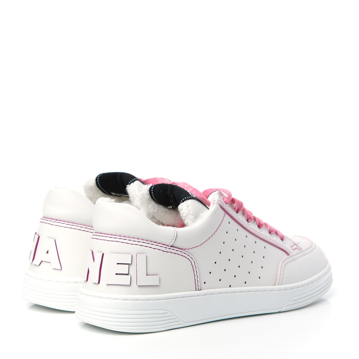 Chanel Calfskin Womens Logo Sneakers 38.5 Pink White 4 of 11