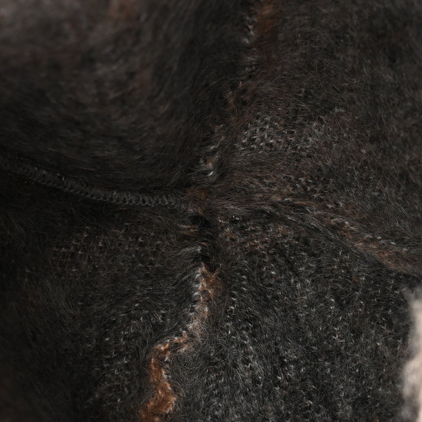 Mohair Giant Check Beanie Hat Beige