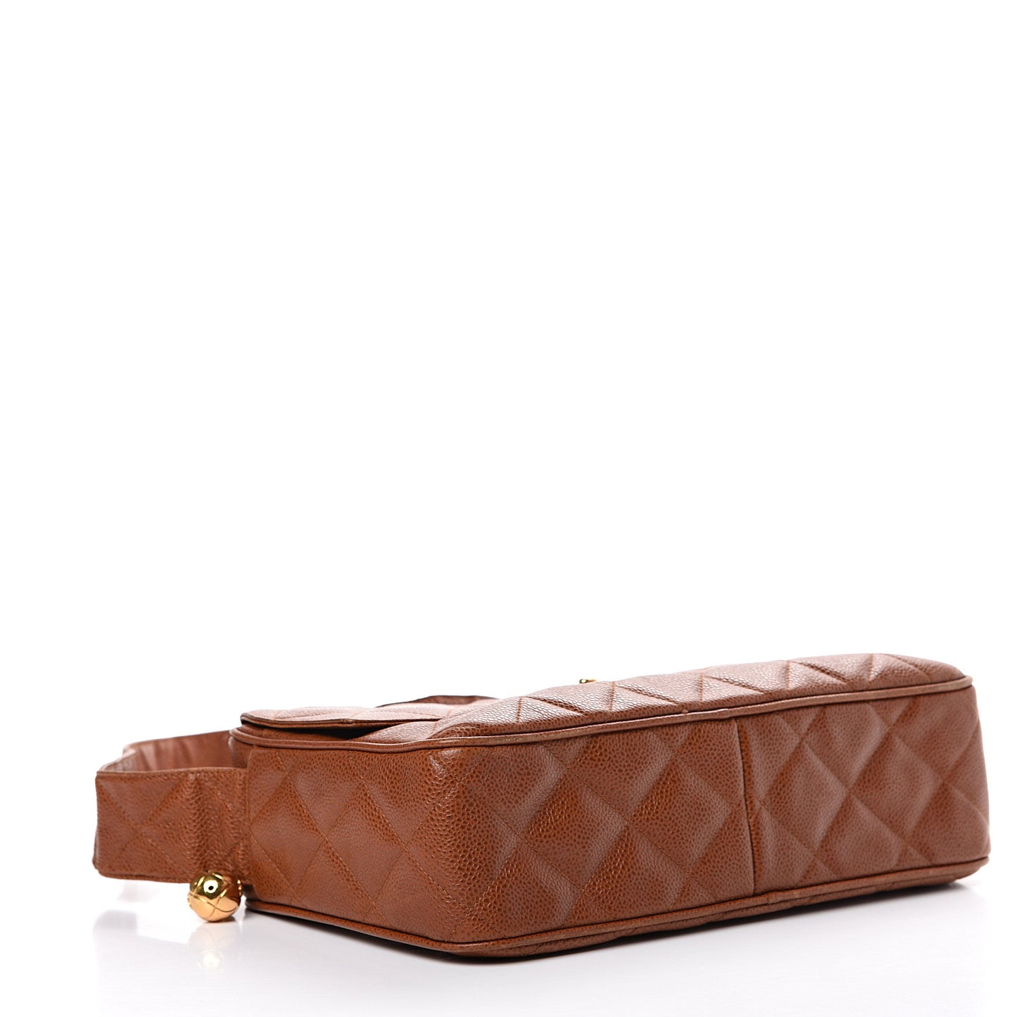 Caviar Quilted Flap Camera Case Brown