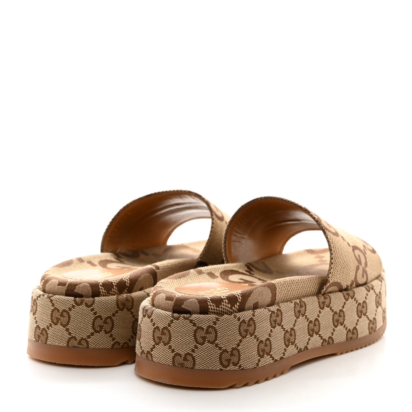 Monogram Maxi GG Angelina Platform 55mm Slide Sandals 40 Camel Ebony