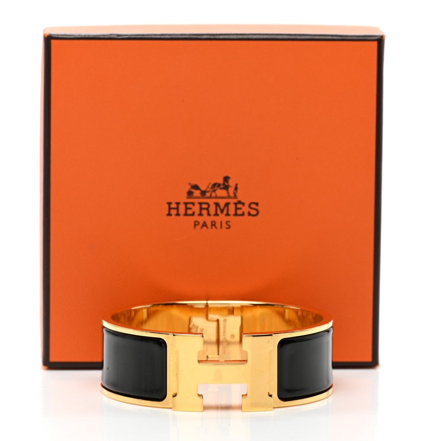 Enamel Wide Clic Clac H Bracelet PM Black