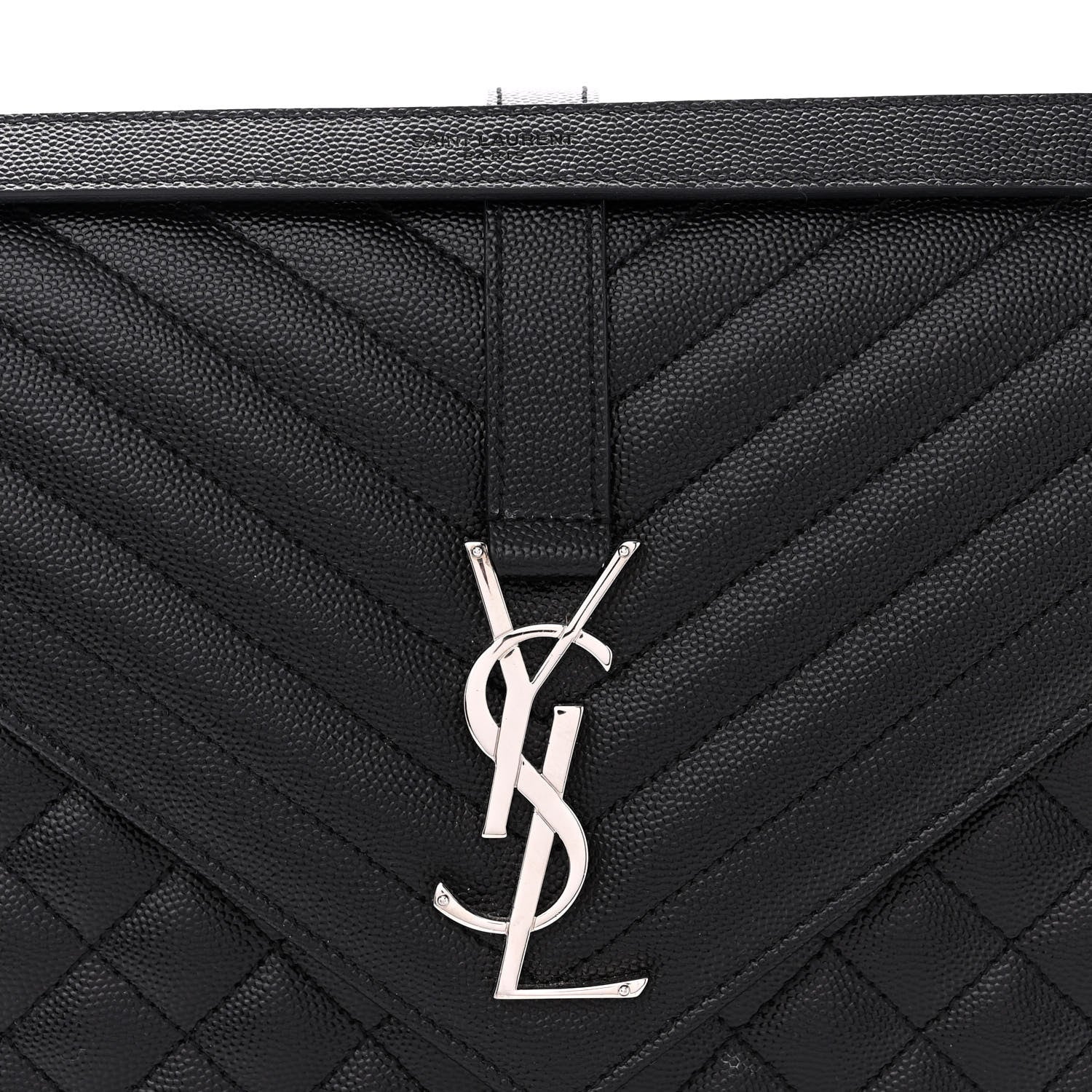 Saint Laurent Grain De Poudre Textured Mixed Matelasse Large Triquilt Monogram Satchel Black 8 of 12