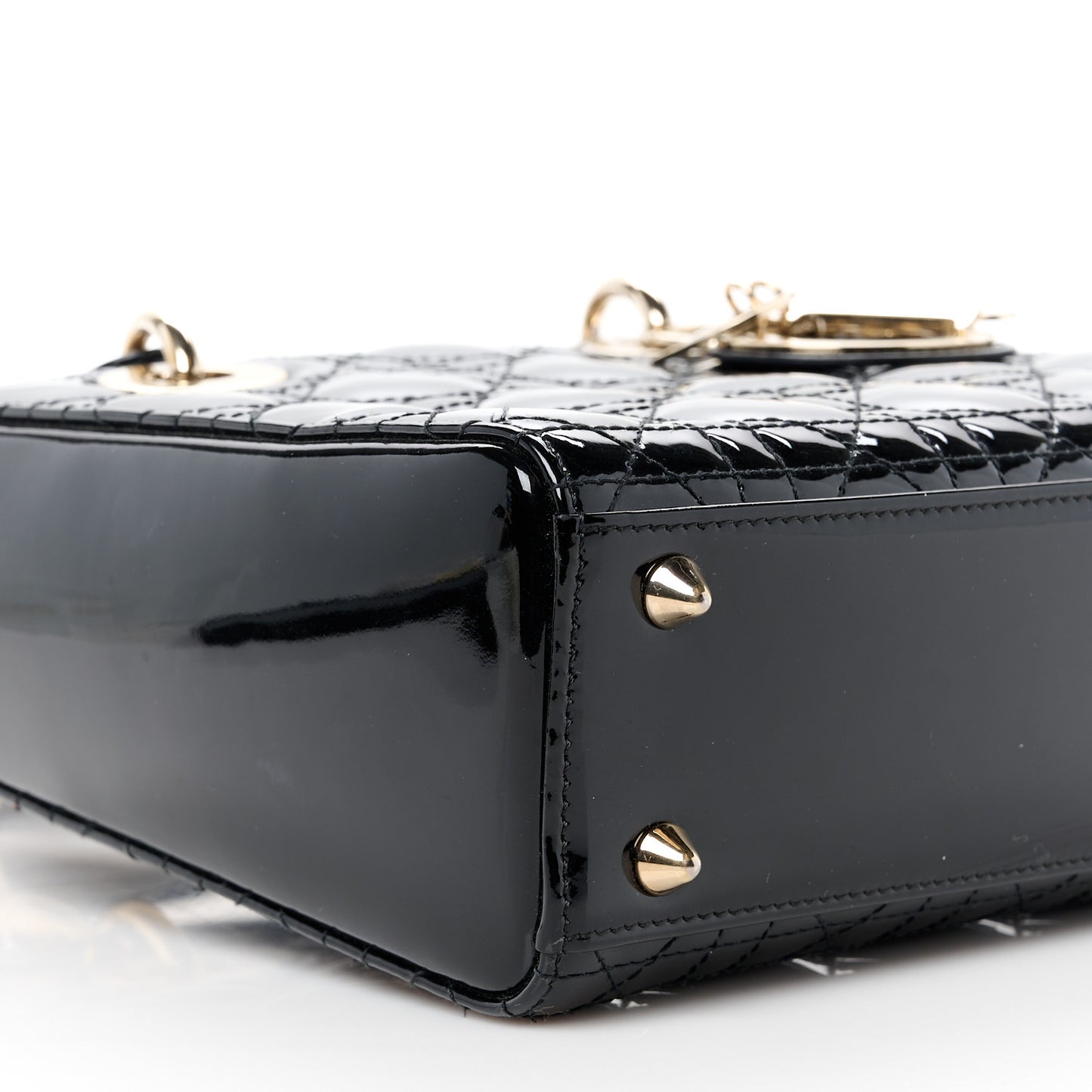 Patent Cannage Small Lady Dior Black