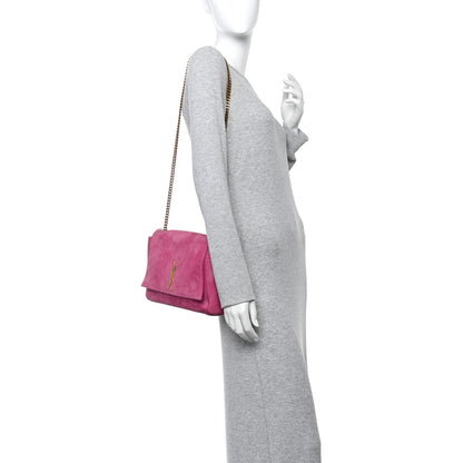 Saint Laurent Smooth Calfskin Suede Medium Reversible Monogram Kate Satchel Rose Rubis 3 of 35
