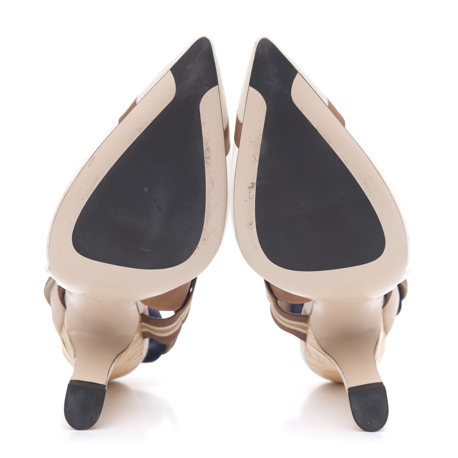 Fendi Technical Mesh Colibri Slingback High-Heel Pumps 39.5 Brown Natural Multicolor 5 of 8