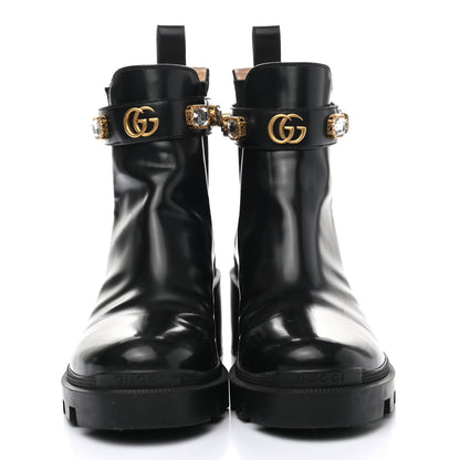 Gucci Calfskin Crystal GG Trip Chelsea Ankle Boots 39.5 Black 2 of 9