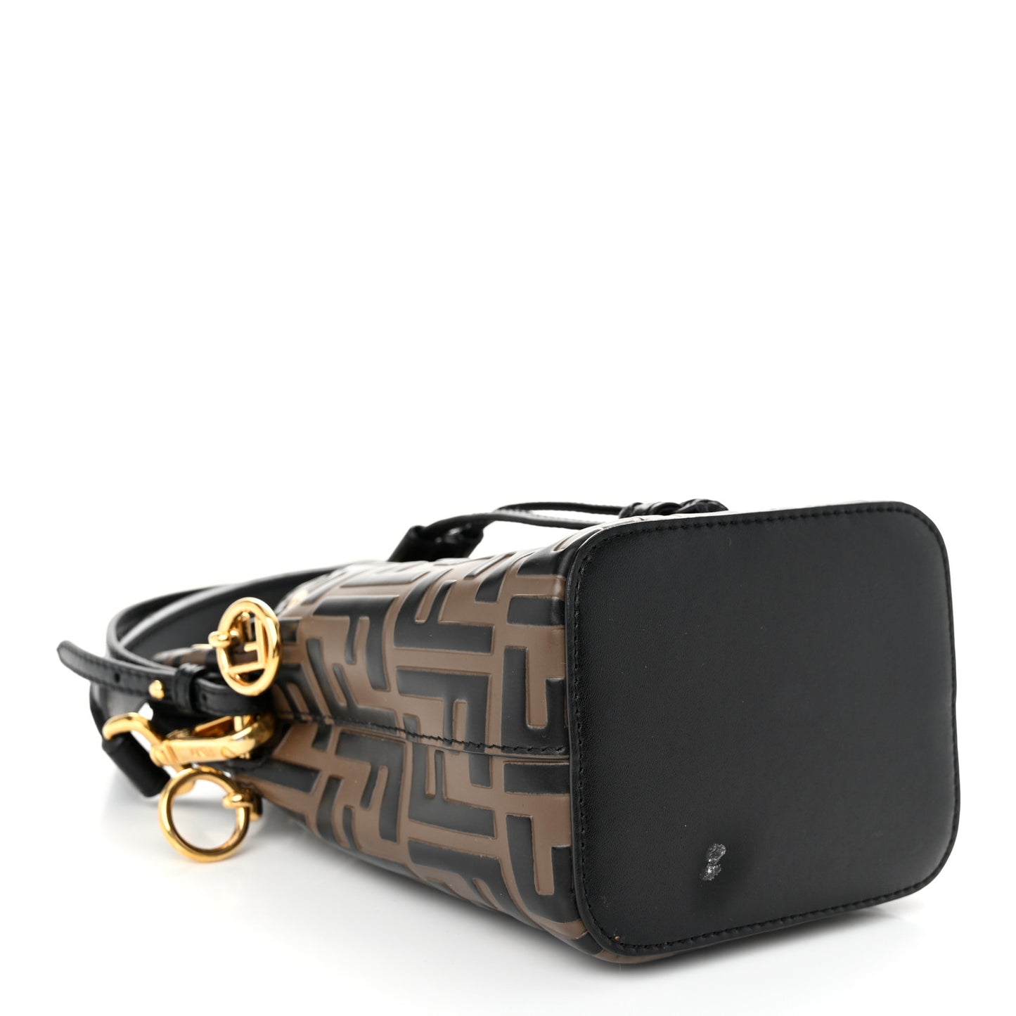 Vitello Liberty F is Fendi Bi-Color FF 1974 Embossed Mini Mon Tresor Bucket Bag Maya Black