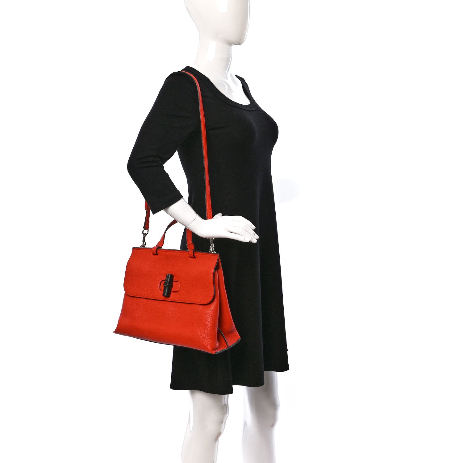 Gucci Cellarius Calfskin Medium Bamboo Daily Top Handle Bag New Dark Orange 2 of 10