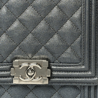 Chanel Iridescent Caviar Quilted North South Boy Flap Silver 15 of 21