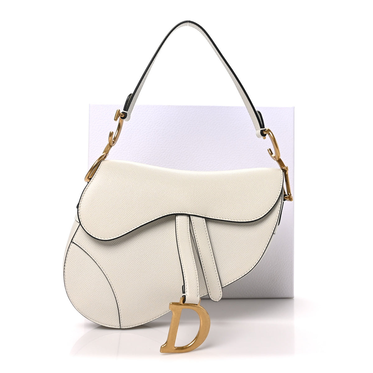 Christian Dior Grained Calfskin Saddle Bag White 11 of 11