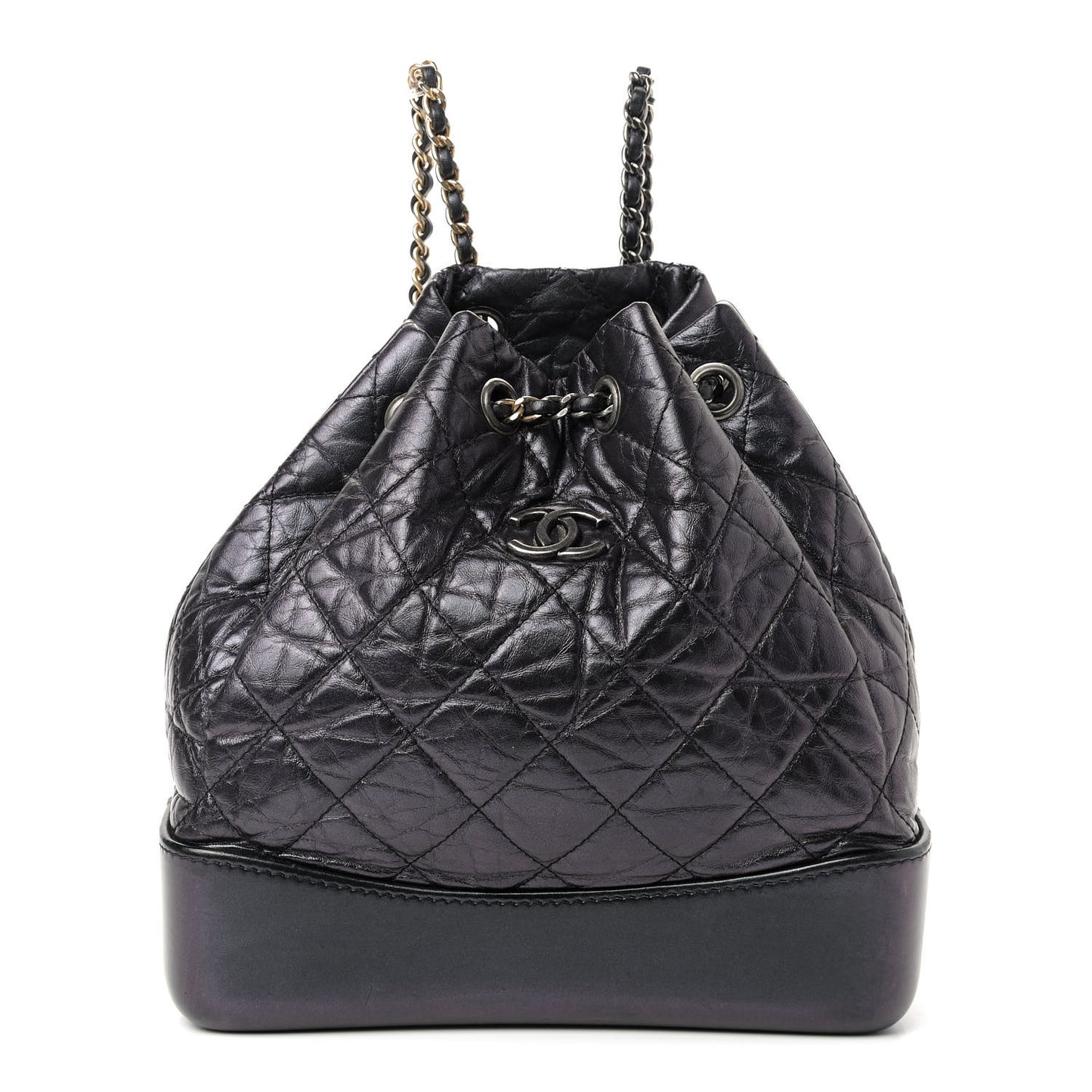 Aged Calfskin Quilted Small Gabrielle Backpack Black