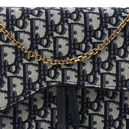 Christian Dior Oblique Saddle Chain Pouch Blue 9 of 10