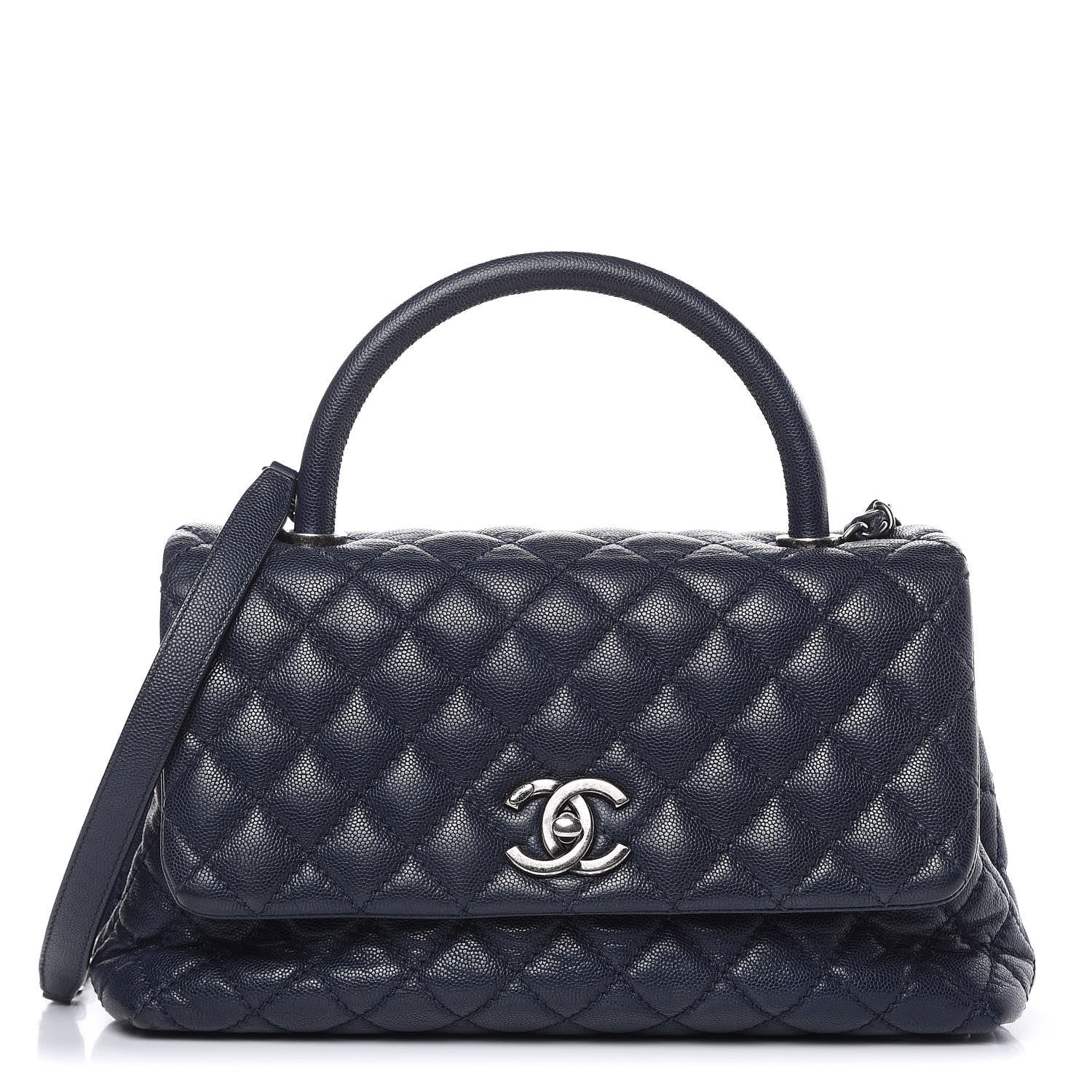 Chanel Caviar Quilted Small Coco Handle Flap Navy 1 of 18
