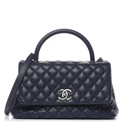 Chanel Caviar Quilted Small Coco Handle Flap Navy 1 of 18