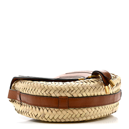 Chloe Raffia Small Grain Calfskin Small Marcie Basket Crossbody Tan 4 of 11