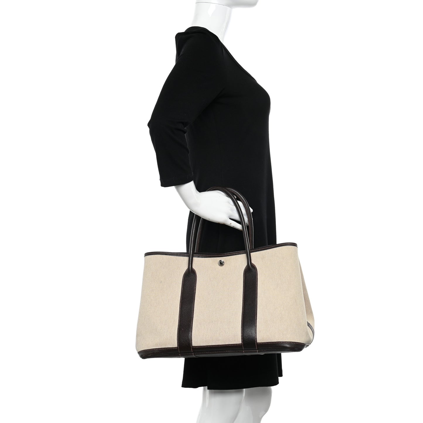 Buffle Skipper Toile Garden Party 36 MM Tote Marron Fonce
