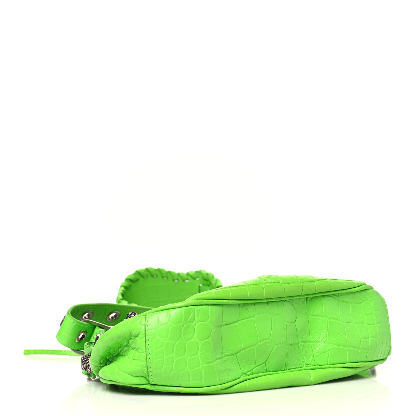 Extra Supple Calfskin Crocodile Embossed XS Le Cagole Shoulder Bag Balenciaga Acid Green
