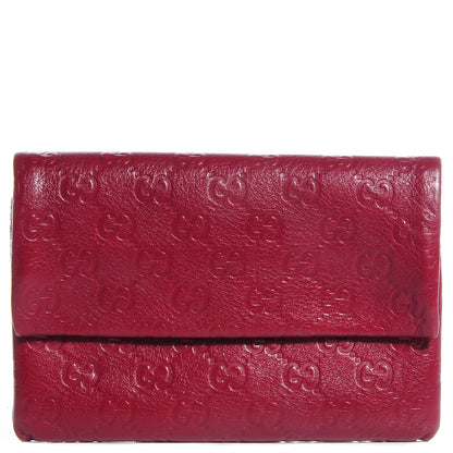 Gucci Guccissima Leather Travel Document Case Raspberry Red 1 of 9