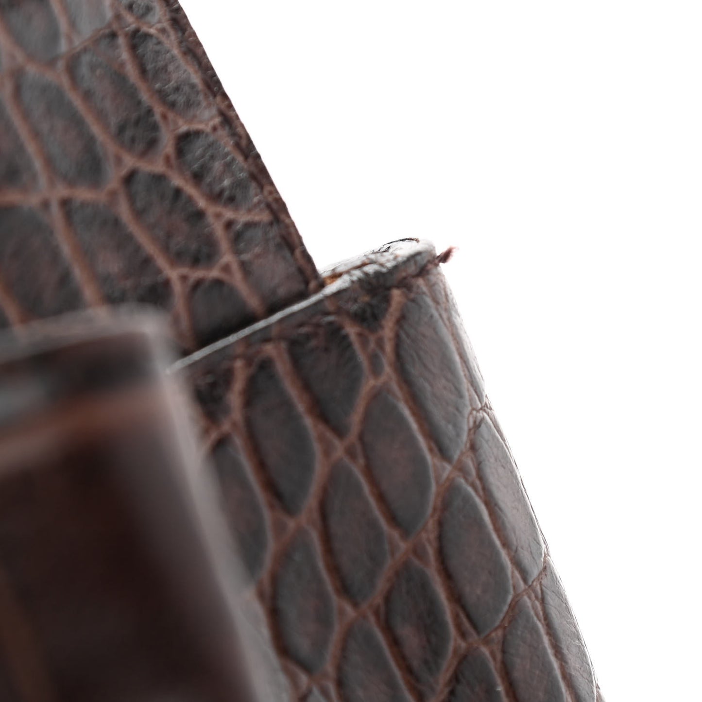 Calfskin Crocodile Embossed Bucket Bag Brown