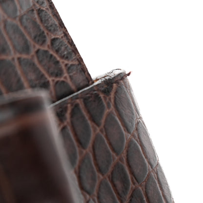 Alaia Calfskin Crocodile Embossed Bucket Bag Brown 10 of 10
