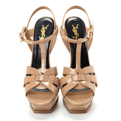 Saint Laurent Patent Tribute 105 Platform Sandals 40.5 Nude Powder 5 of 14