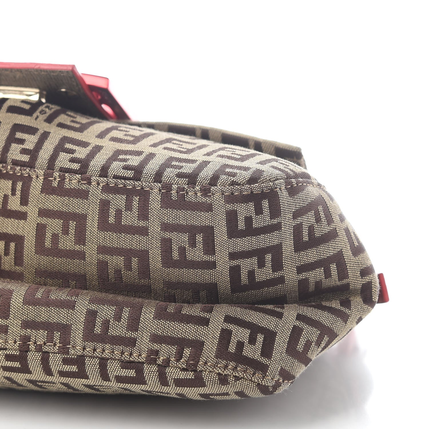 Fendi Zucchino Vitello Elite Enamel Mini Forever Mama Baguette Mogano Panna Rosso 8 of 8