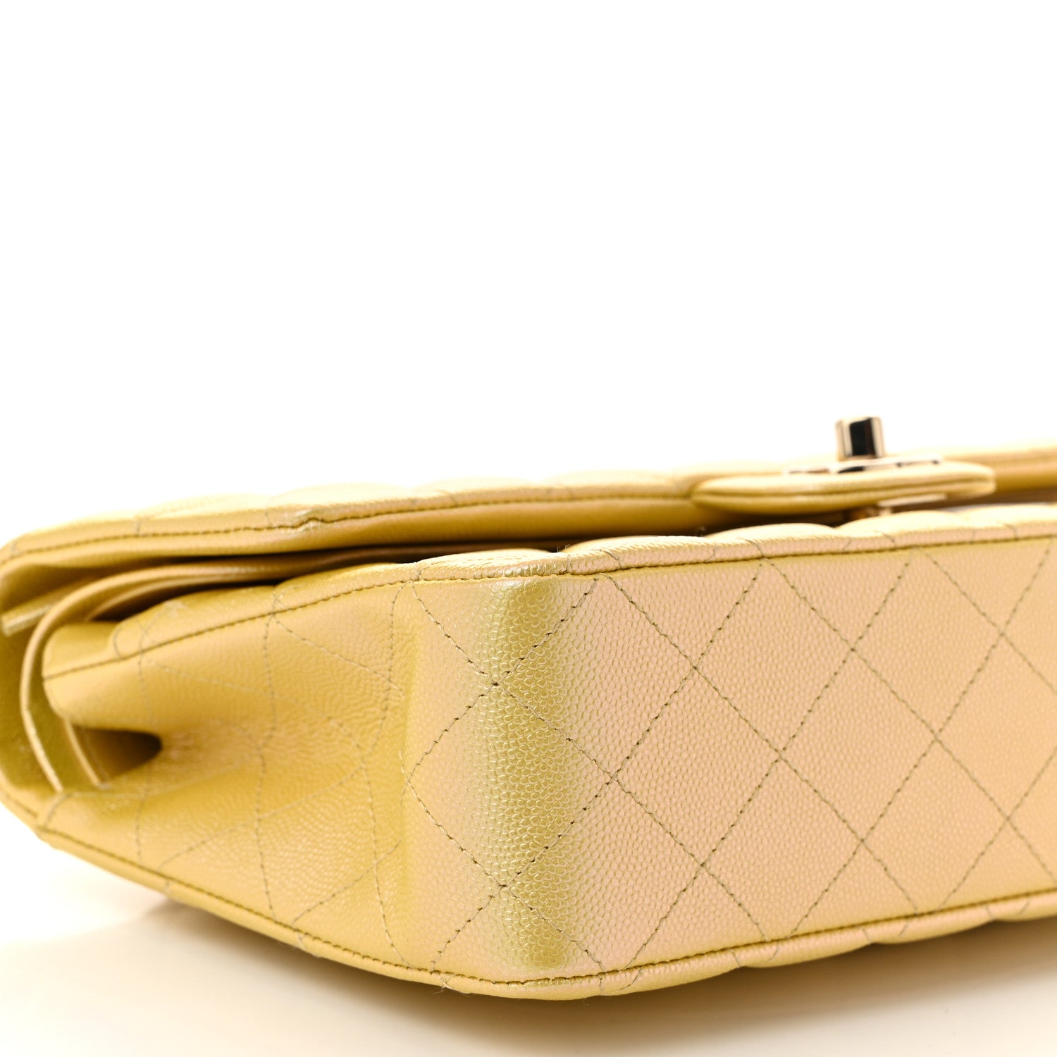 Chanel Iridescent Caviar Quilted Medium Double Flap Yellow 9 of 11
