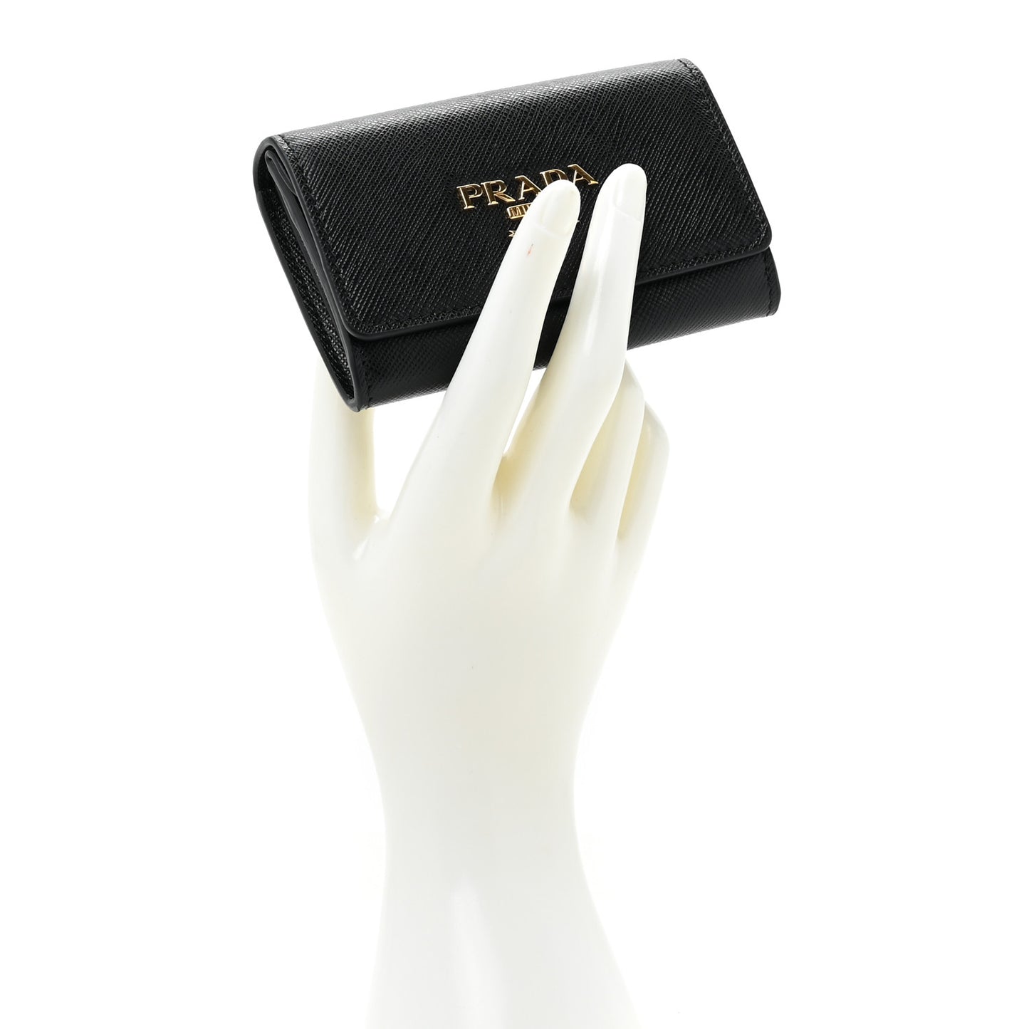 Saffiano Foldover Card Holder Wallet Black