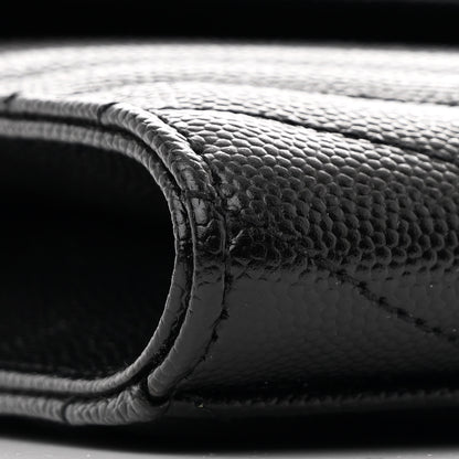 Saint Laurent Grain De Poudre Matelasse Chevron Monogram Envelope Clutch Black 9 of 10