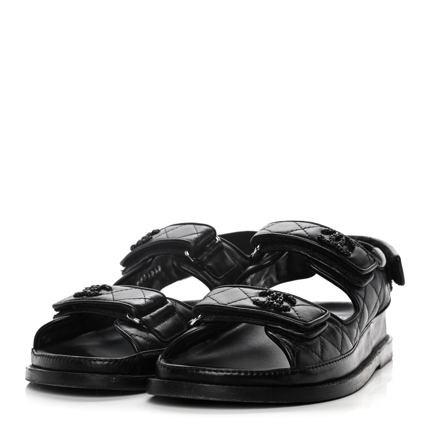 Lambskin Velcro Dad Sandals 36 Black