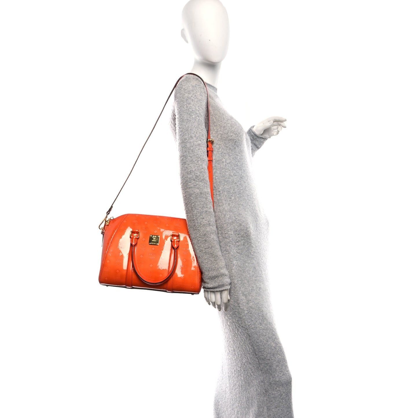Monogram Patent Zip Top Tote Orange