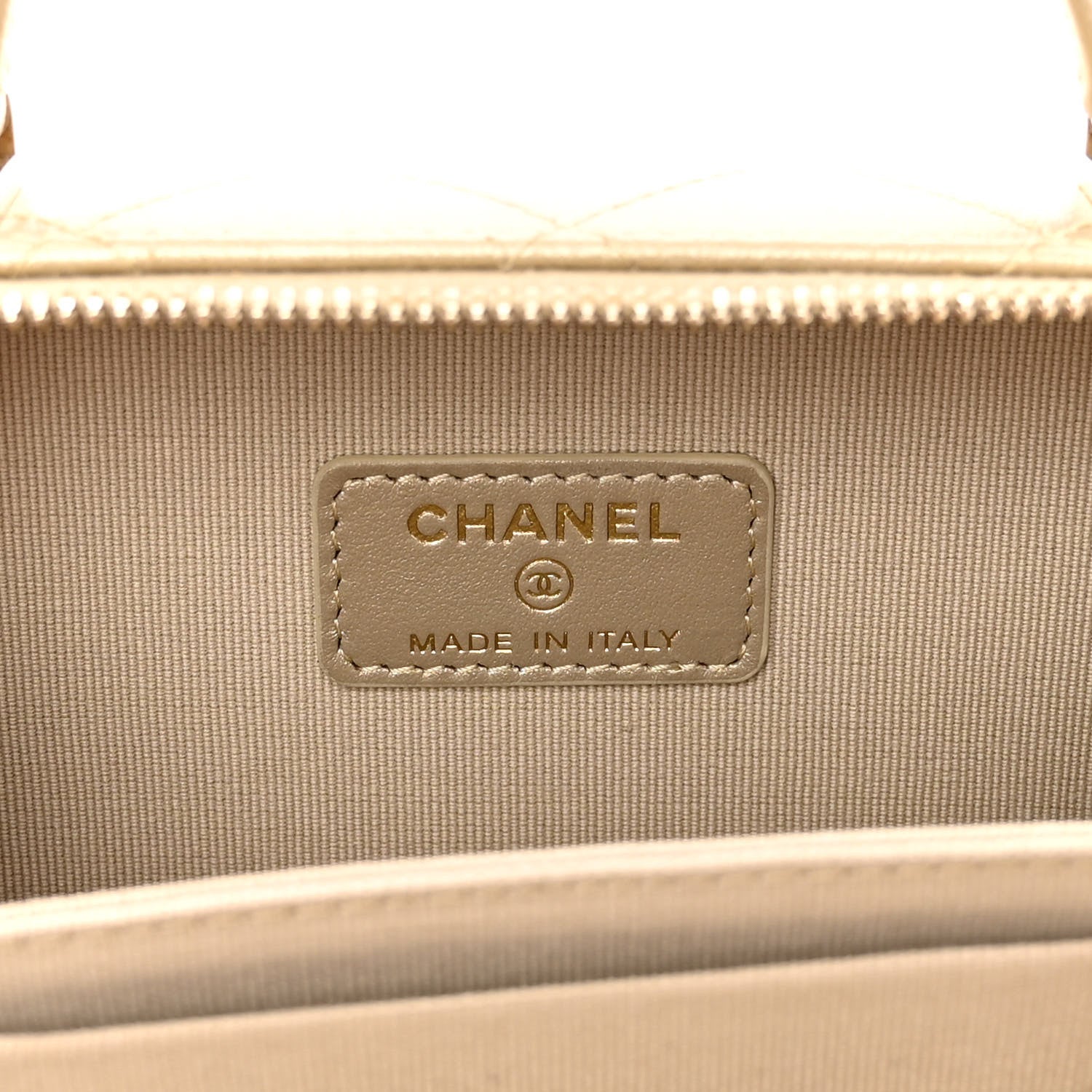 Chanel Metallic Lambskin Quilted Small Top Handle Vanity Case Gold 7 of 11